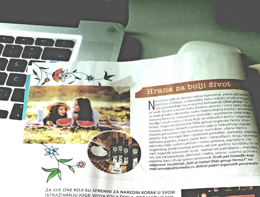 Article about Olda group motto in magazine Sensa.